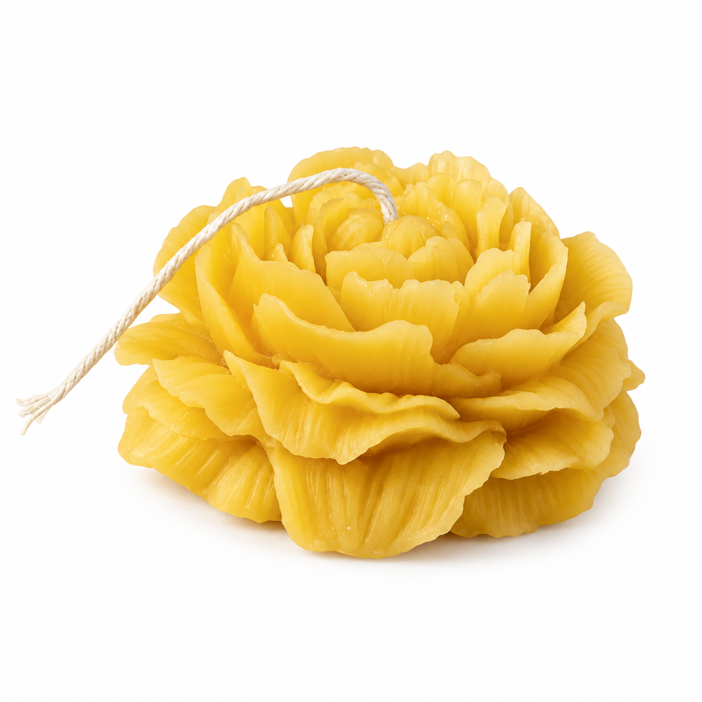 Peony beeswax candle