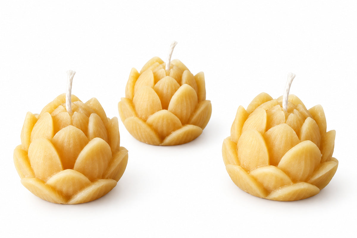 Lotus flower beeswax candle