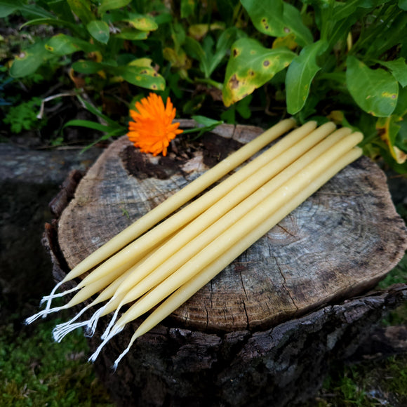 Beeswax Thin Taper Candles 25cm 3+ hour burn time Bee Aroma
