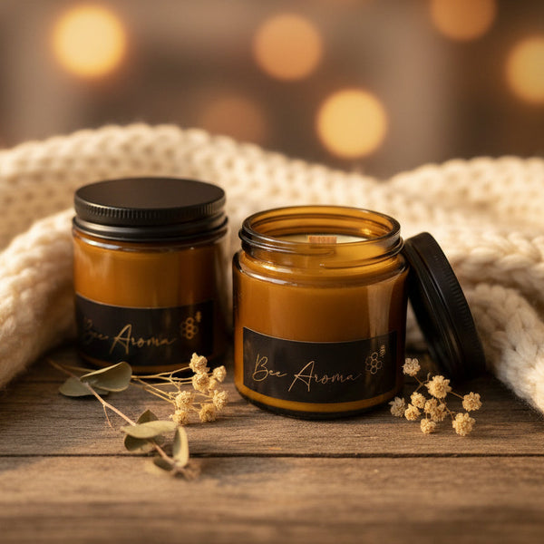 Beeswax candle mini amber
