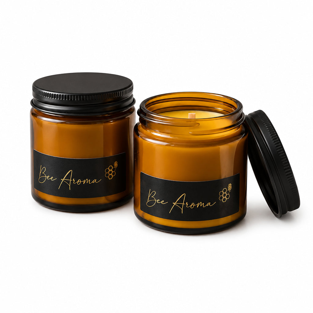 Beeswax candle mini amber