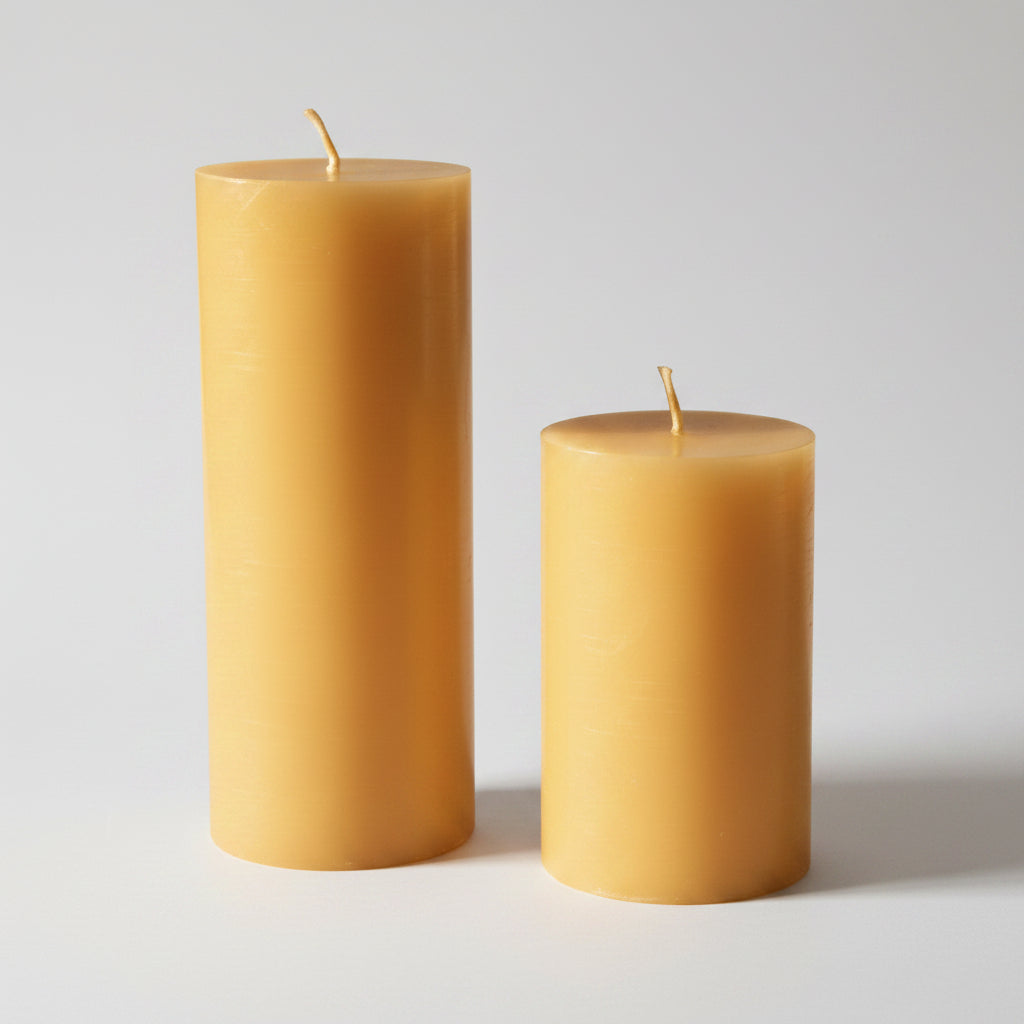 Pure Beeswax pillar duo