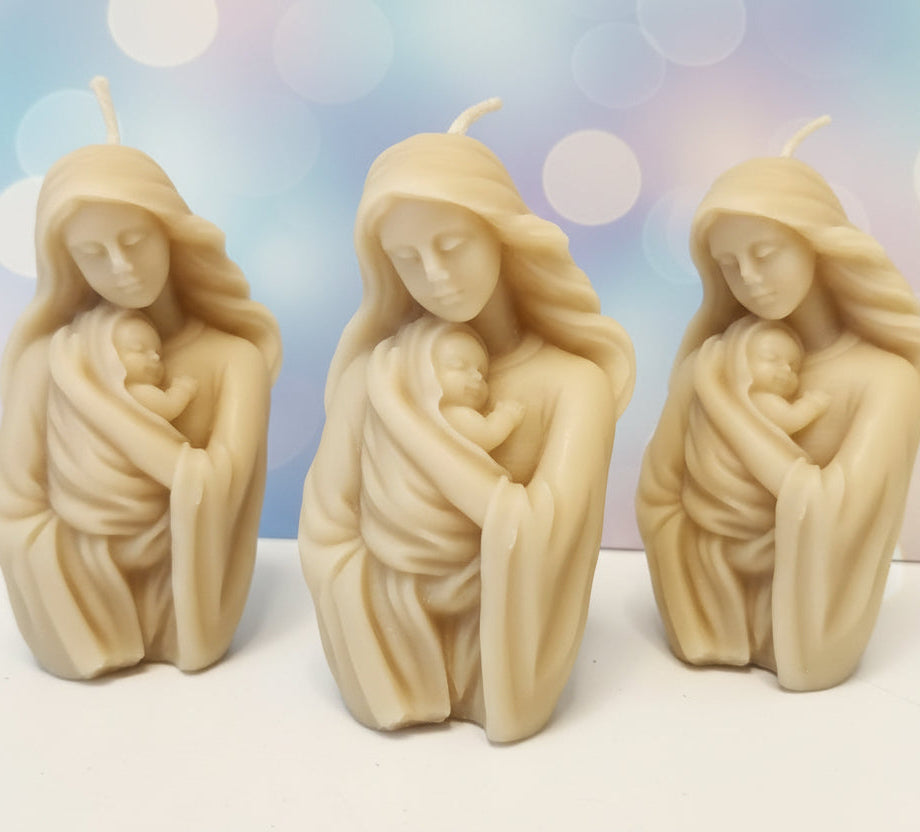 Beeswax Large Pillar - Mother Baby