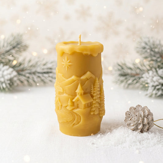 Beeswax Christmas pillar 10x5cm