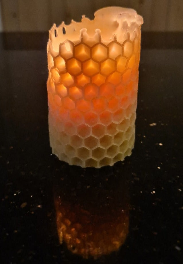 Pure Australian beeswax honeycomb pillar