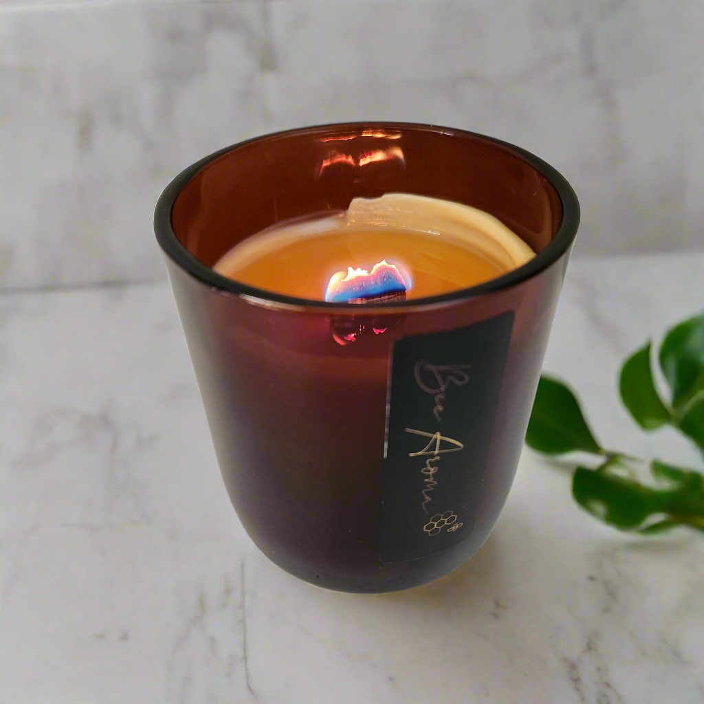 Australian Beeswax Candle in Amber Jar 40 hour burn time