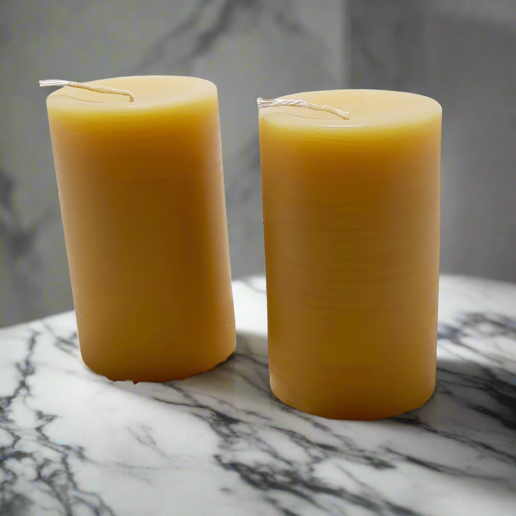 Pair of Small Australian Beeswax pillar Candles