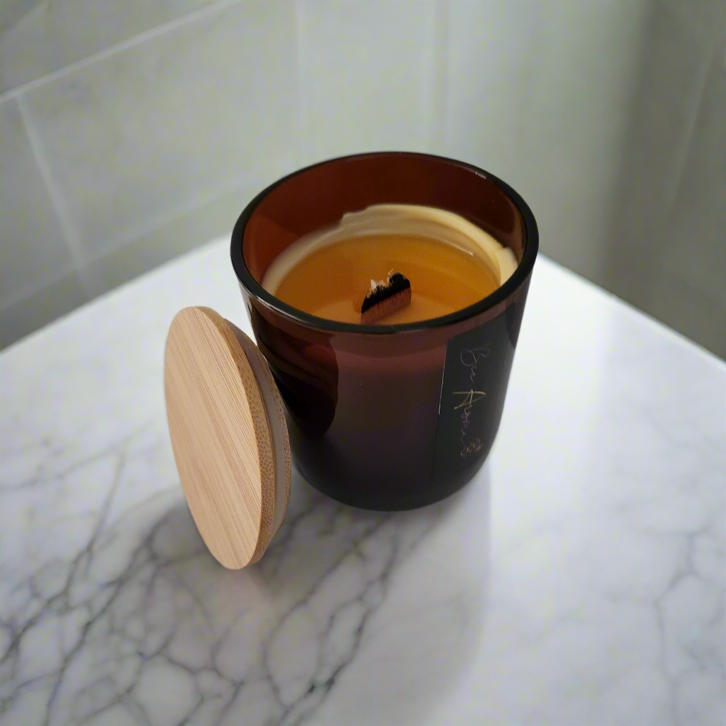 Australian Beeswax Candle in Amber Jar 40 hour burn time