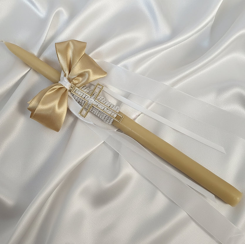Beeswax Easter Palm Sunday Candles -  Lambathes - Lambada Large gold cross