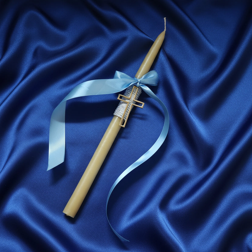 Beeswax Easter Palm Sunday Candles -  Lambathes - Lambada Large gold cross