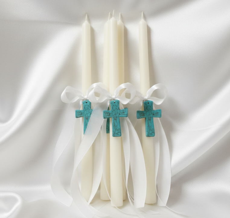 BEESWAX LAMBADES FOR ORTHODOX EASTER - white beeswax candle