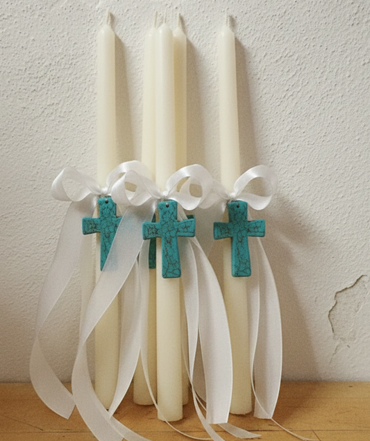 BEESWAX LAMBADES FOR ORTHODOX EASTER - white beeswax candle