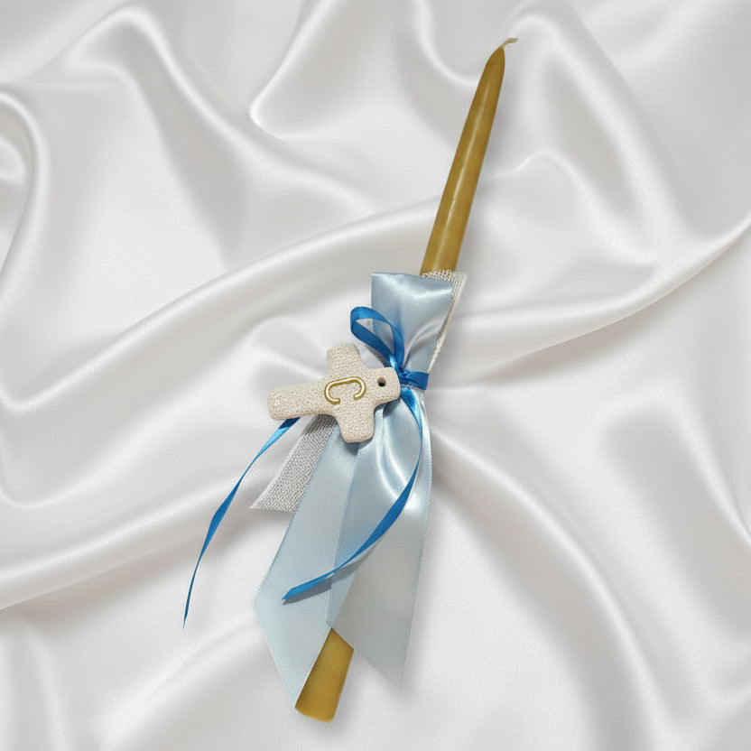 Beeswax Easter Candles - Orthodox - Lambathes with initial cross lava rock