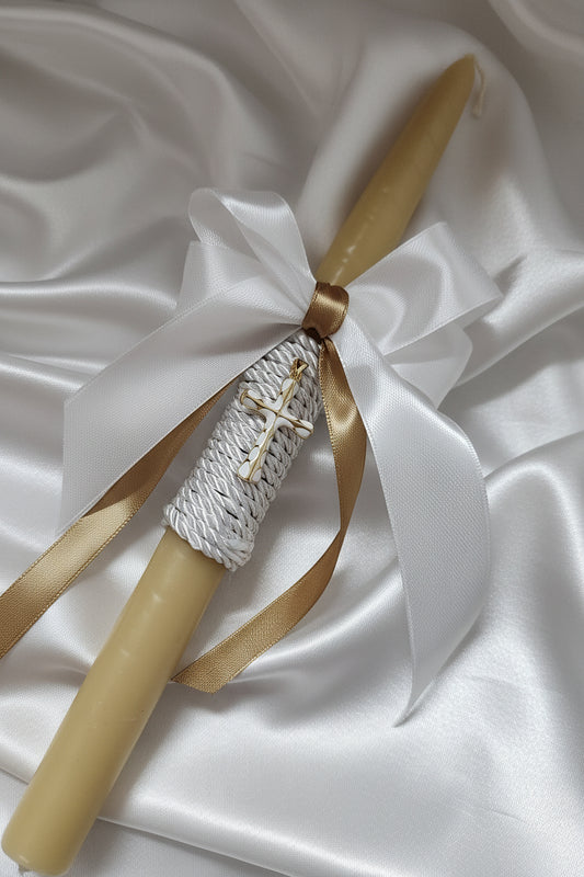 Beeswax Palm Sunday Orthodox Easter candles Enamel gold cross