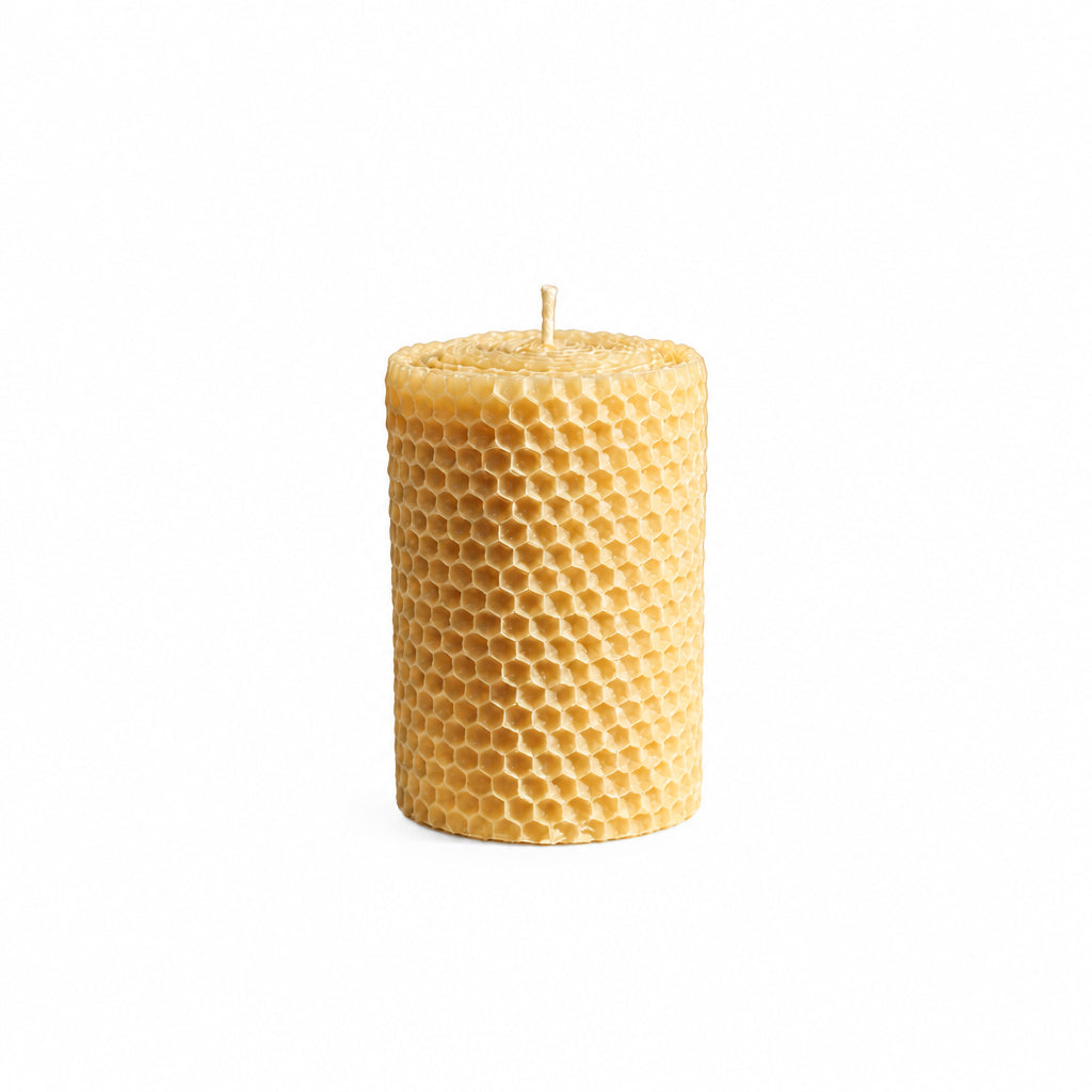 Rolled Beeswax pillar candle 30 + hour burn