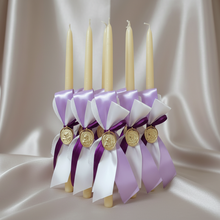 Beeswax candles for Orthodox Easter - Lambathes with icon