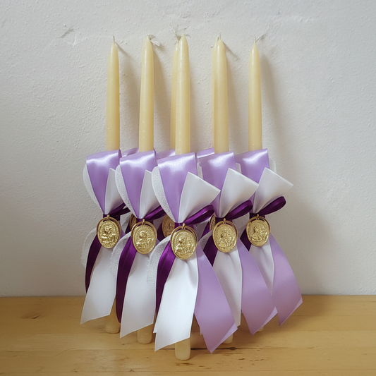 Beeswax candles for Orthodox Easter - Lambathes with icon