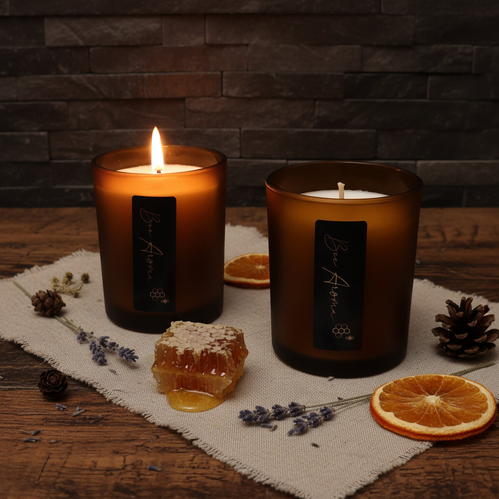 Australian Beeswax Candle 170 gr Amber Glow