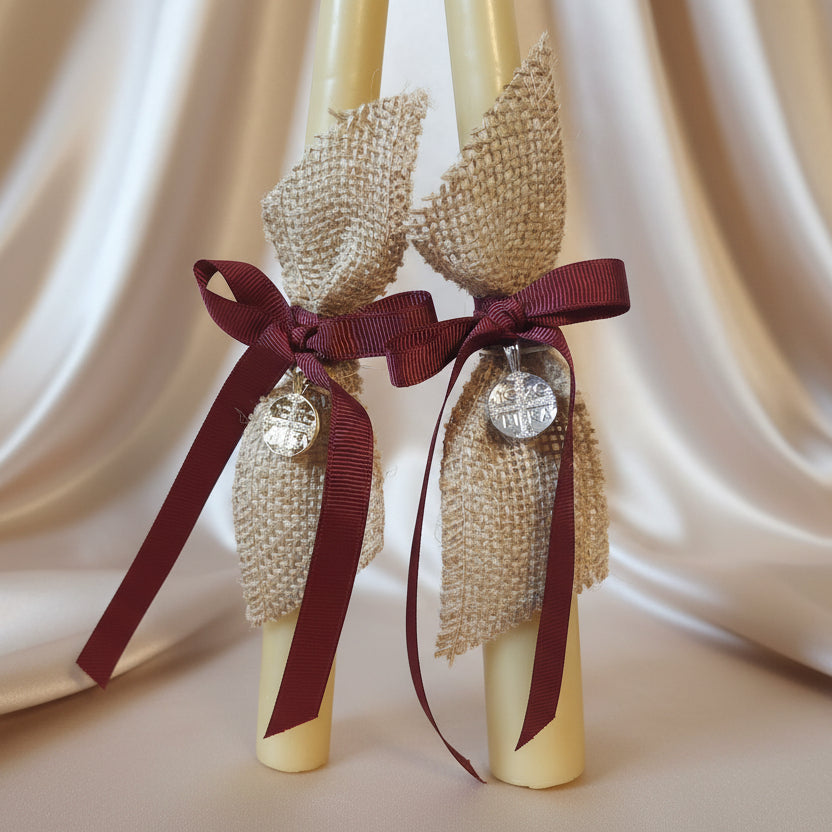 Beeswax Palm Sunday candles for Orthodox Easter -  Lambathes NIKA pendant