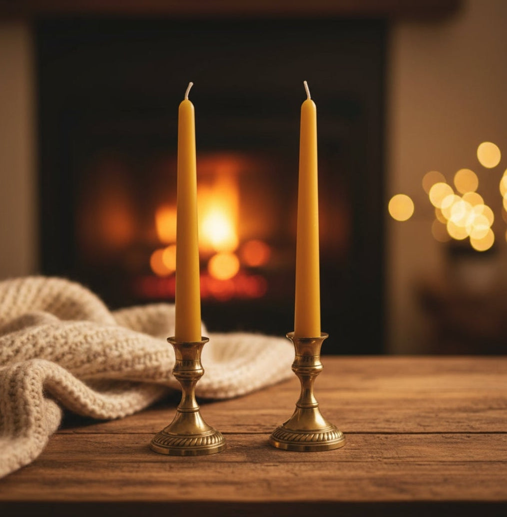 Australian Beeswax Taper Candles 25cm 9+ hour burn time
