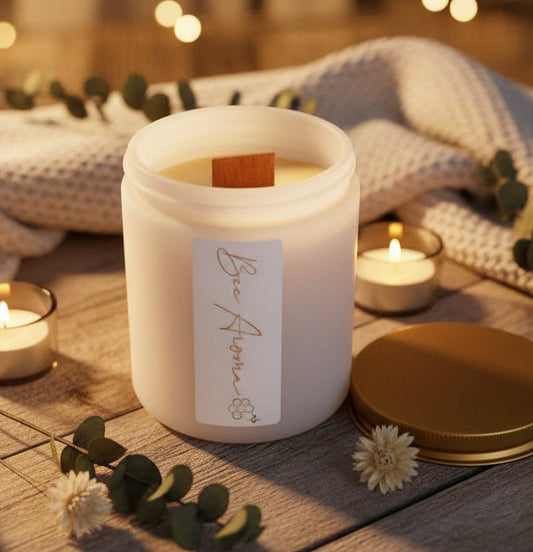 Beeswax wood wick candle 200 grams