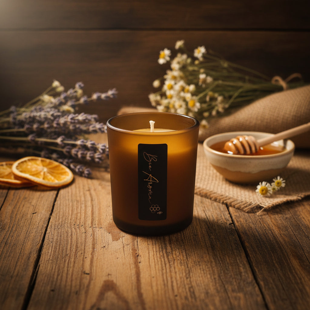 Australian Beeswax Candle 170 gr Amber Glow
