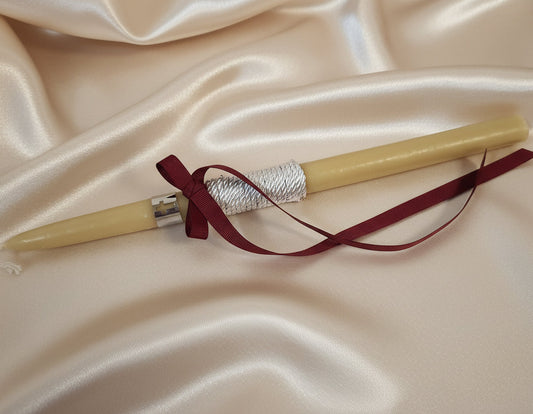 Orthodox Easter Lambathes- Palm Sunday Candles with silver cross cuff
