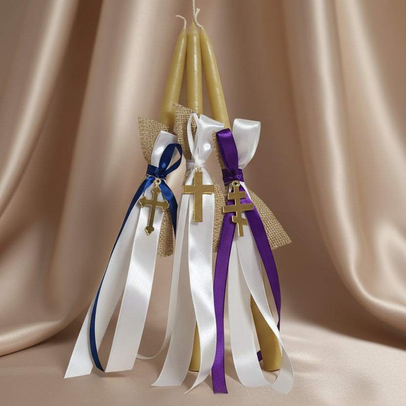 Orthodox Easter Candles for Palm Sunday | Lambatha with acrylic cross