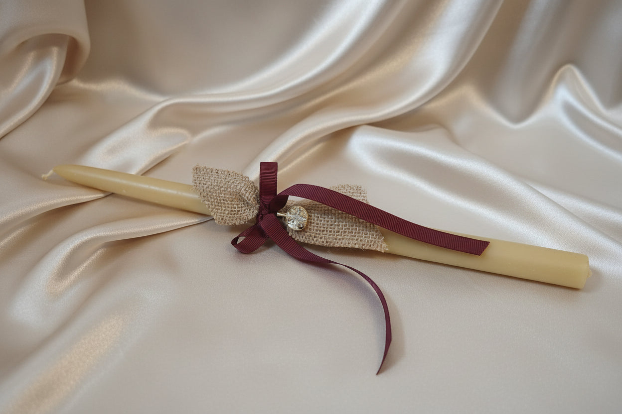Beeswax Palm Sunday candles for Orthodox Easter -  Lambathes NIKA pendant