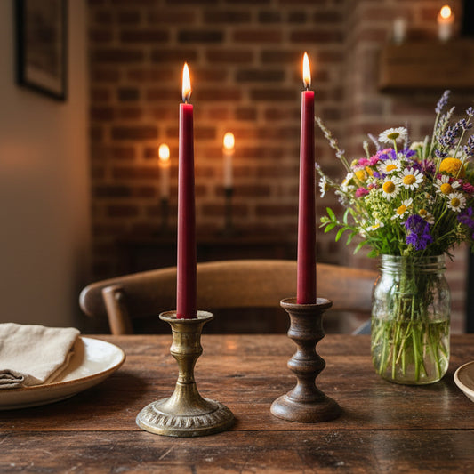 Beeswax burgundy taper candles - set of 2 - Orthodox Easter Holy Friday