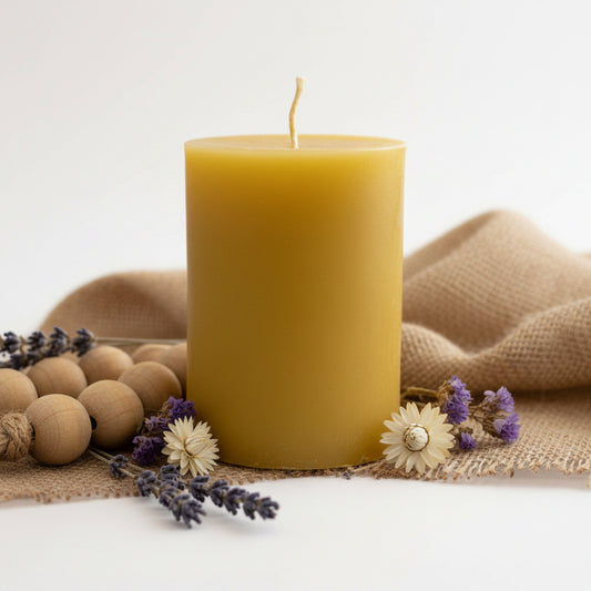 Australian Pure Beeswax Pillar Candle - 10cm | 70 hour burn time