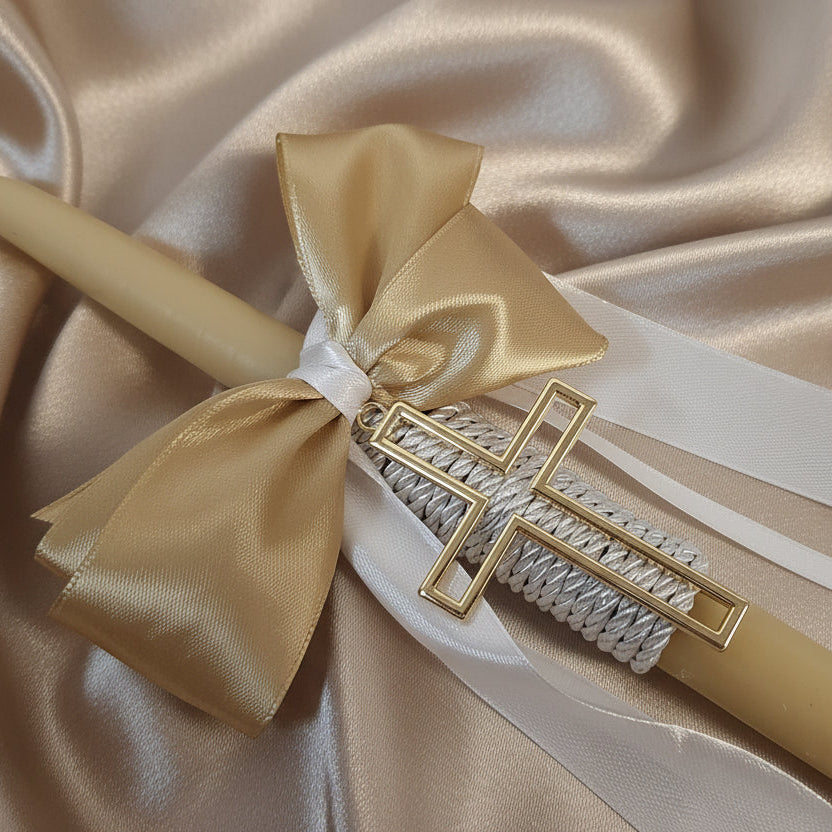 Beeswax Easter Palm Sunday Candles -  Lambathes - Lambada Large gold cross