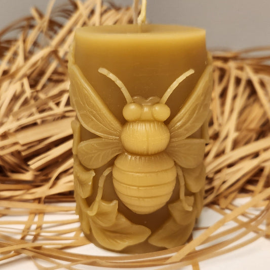 Bee Pillar Beeswax Candle