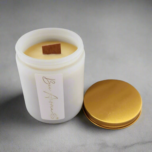 Beeswax wood wick candle 200 grams