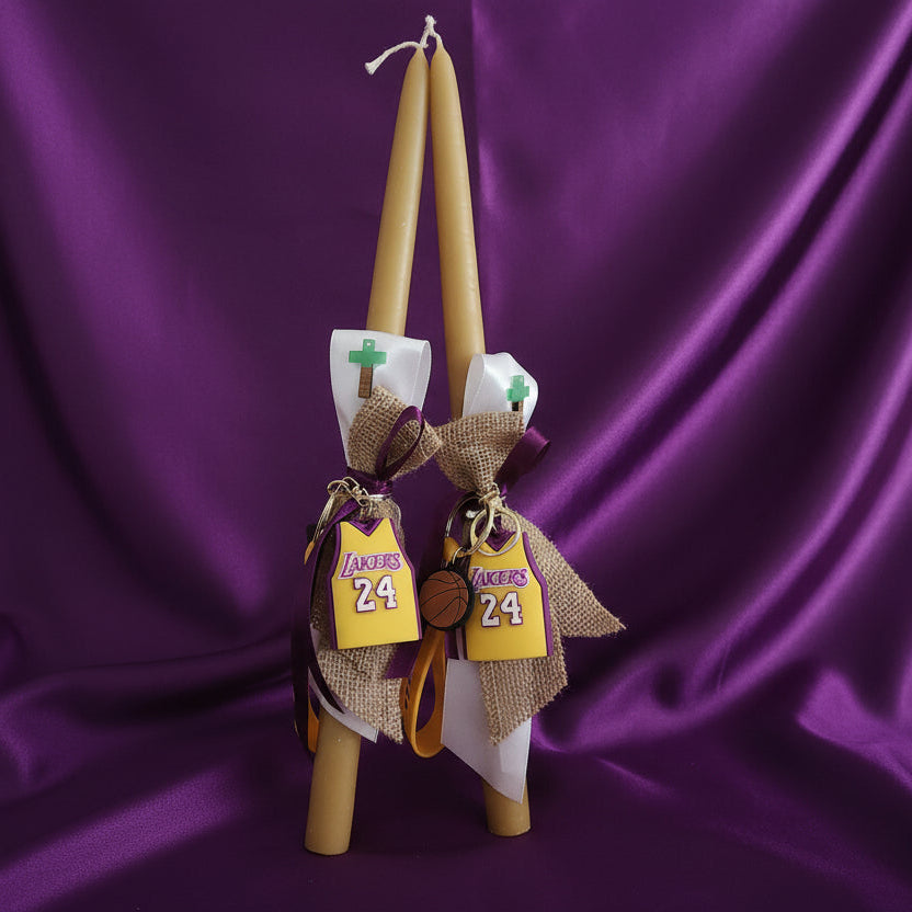 Beeswax Easter Palm Sunday Candles -  Lambathes Basketball themed