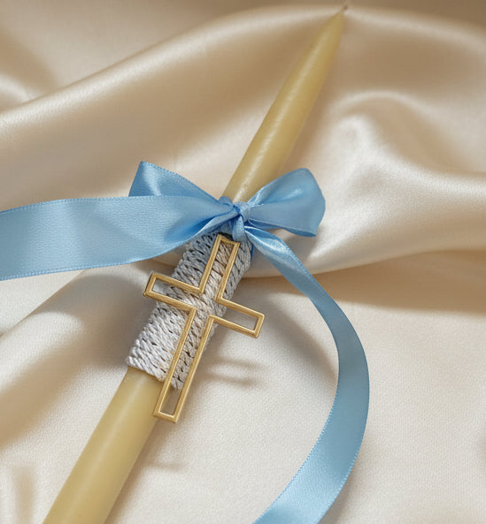 Beeswax Easter Palm Sunday Candles -  Lambathes - Lambada Large gold cross