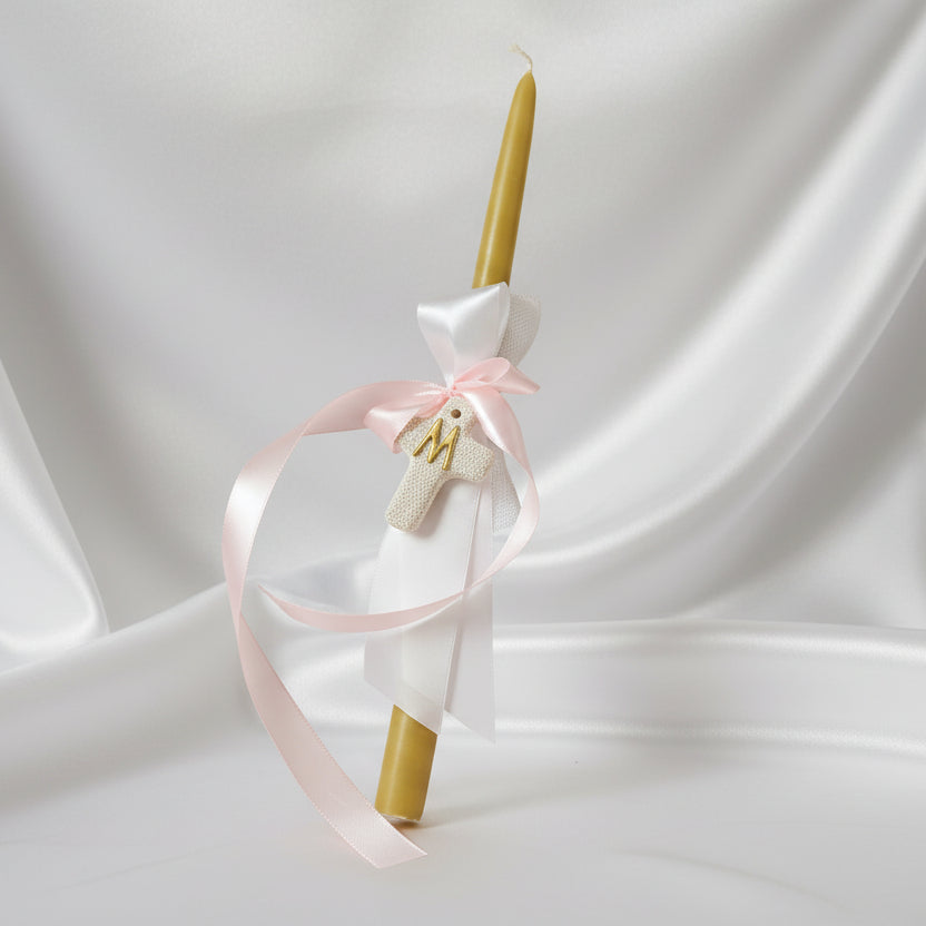 Beeswax Easter Candles - Orthodox - Lambathes with initial cross lava rock