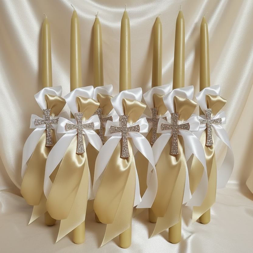 Beeswax Easter Palm Sunday Candles -  Lambathes - Lambada diamante cross