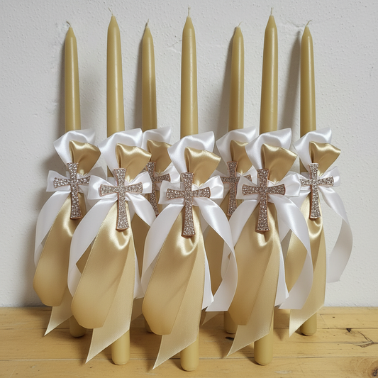 Beeswax Easter Palm Sunday Candles -  Lambathes - Lambada diamante cross