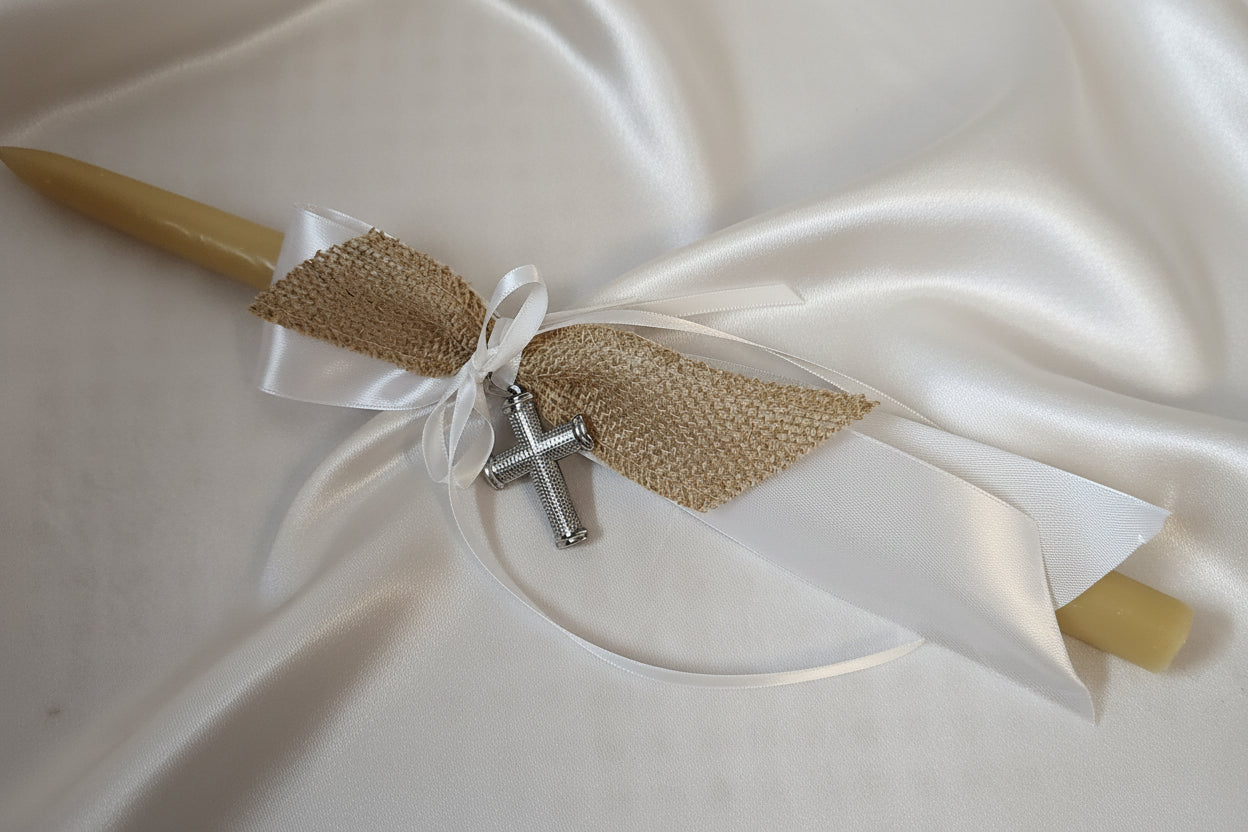 Palm Sunday Candles • Easter Lambathes GOLD / SILVER cross