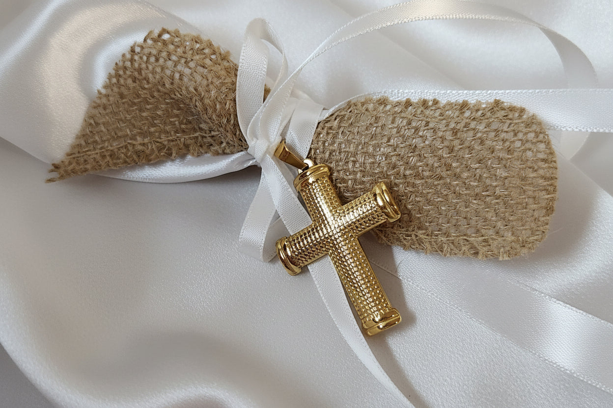 Palm Sunday Candles • Easter Lambathes GOLD / SILVER cross