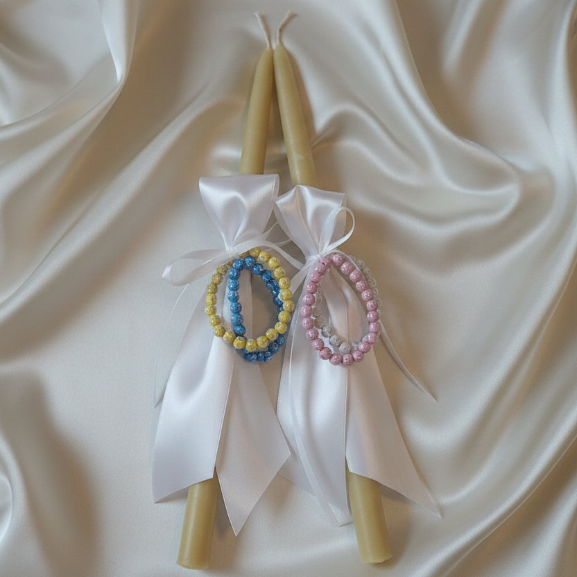 Palm Sunday candles - Orthodox Easter - Lambathes for kids - cross bracelets