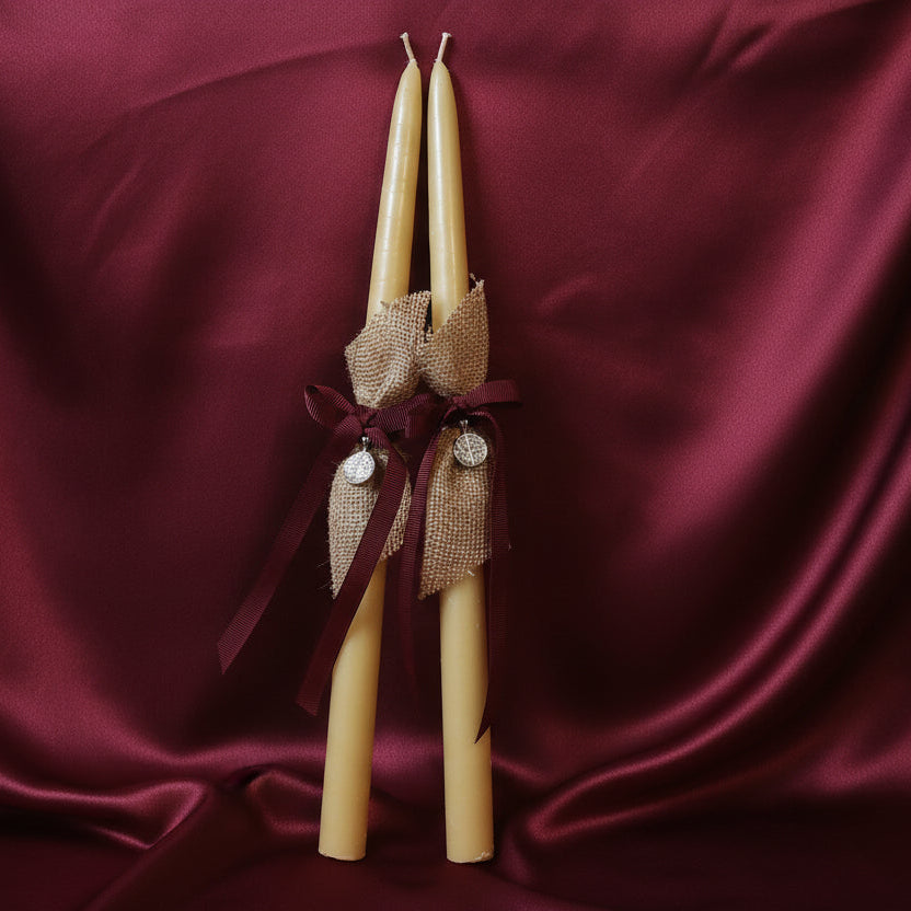 Beeswax Palm Sunday candles for Orthodox Easter -  Lambathes NIKA pendant