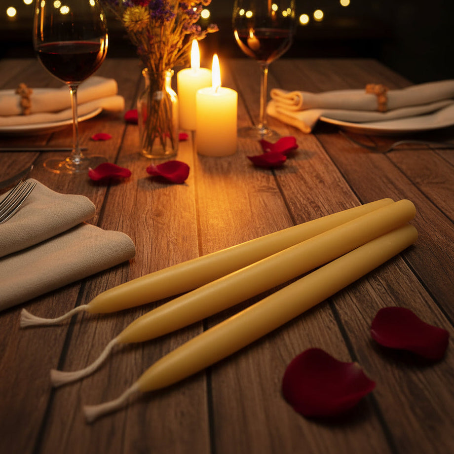 Australian Pure Beeswax Taper Candles 25cm 6+ hour burn time