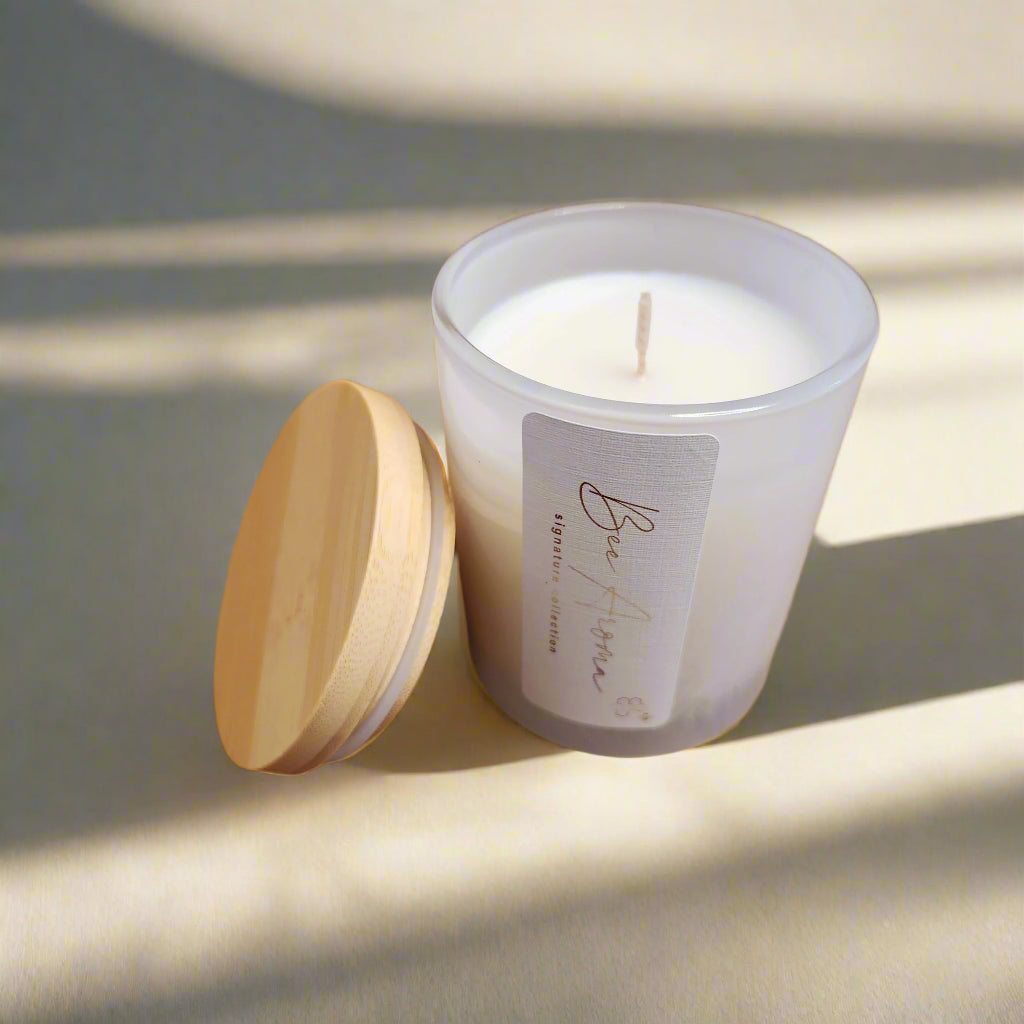Salted Caramel scented beeswax candle