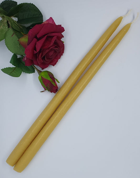 Beeswax Tall Dinner Taper Candle  35cm 12+ hour burn time