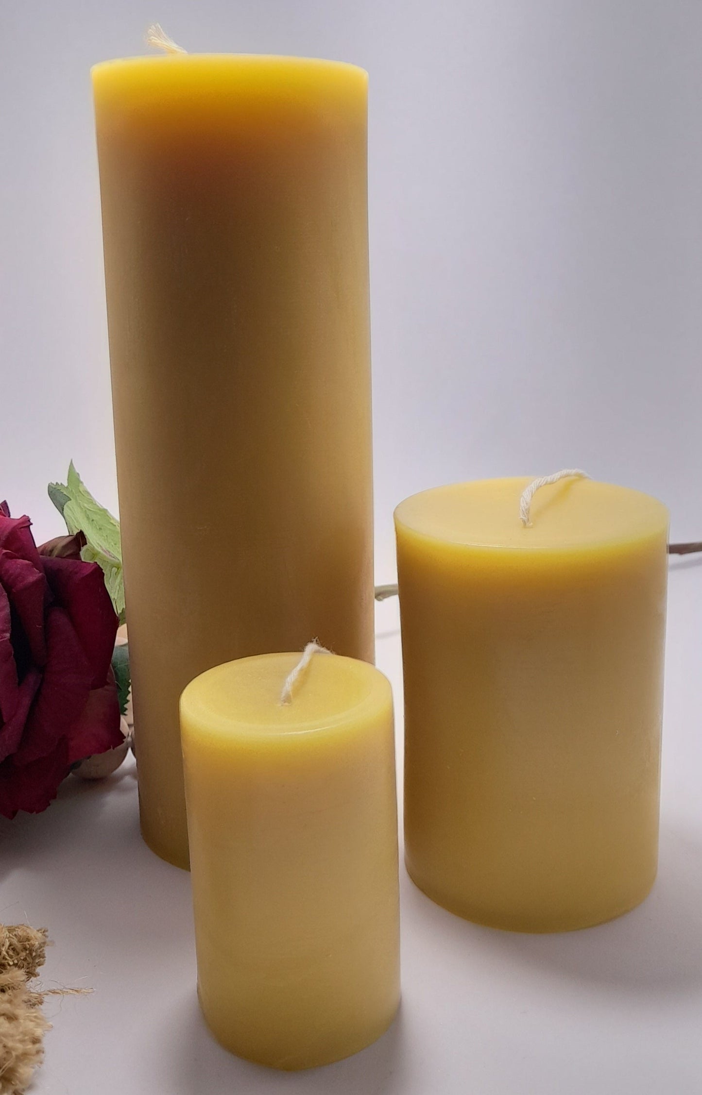 Extra large beeswax pillar  candle 22cm