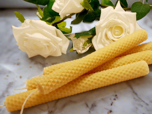 Honeycomb Beeswax rolled dinner | taper candle