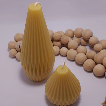 Geometric Beeswax pillar candle set