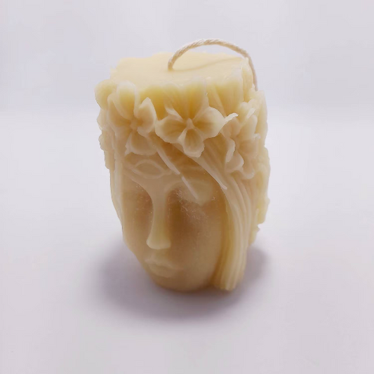 "She"  Beeswax 3D pillar candle sculptured face